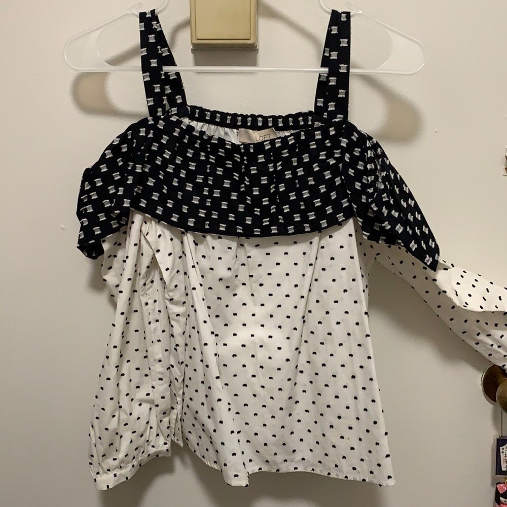 Ann Taylor Loft Geo Off The Shoulder Top Size Small Petite